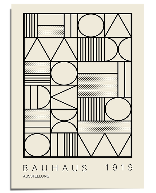 Bauhaus poster, Bauhaus beige poster, Bauhaus wall art, bauhaus ad, bauhaus exhibition poster, Wall Gallery Print | Decorate with posters | Beige bedroom | Peaceful bedroom decoration | Minimalist bedroom | 2024 bedroom decor, home wall hangings, retro poster.