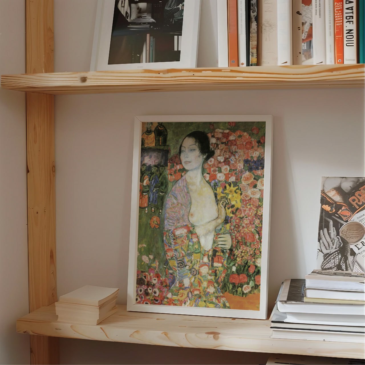 Gustav Klimt - Lady with Fan Print | Vibrant Floral Artwork