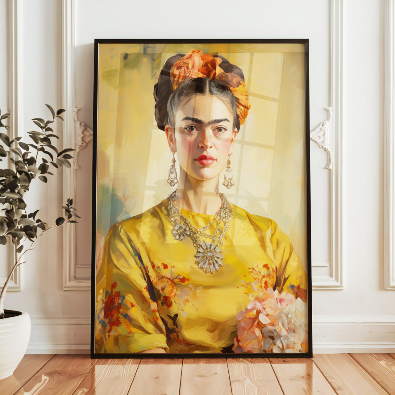 Frida Kahlo Yellow Portrait Poster - Elegant Classic Art