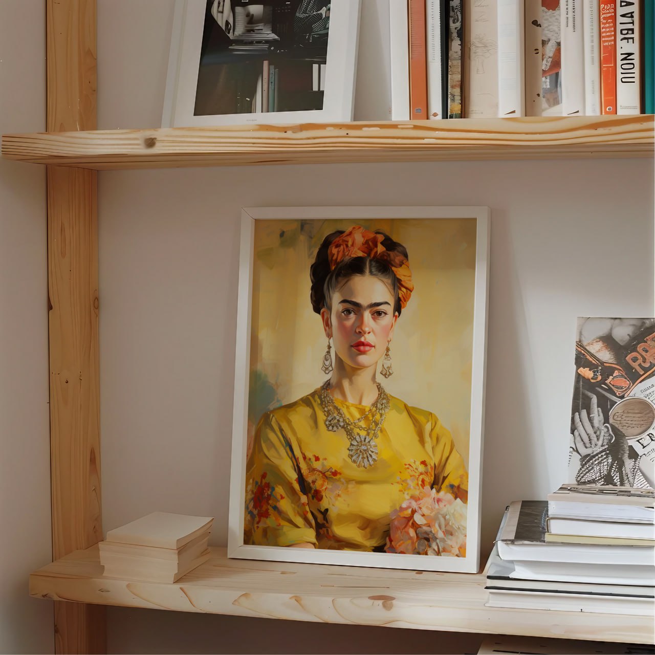 Frida Kahlo Yellow Portrait Poster - Elegant Classic Art