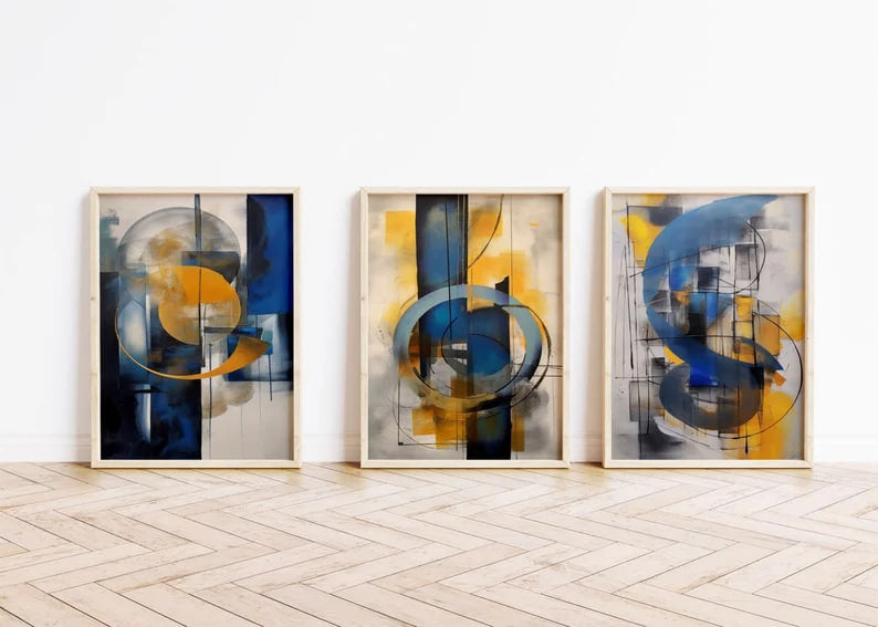 Abstract Set of 3 posters, Contempornay Wall Art, Modern Painting, Elegant Home Decoration, High Print Quality, Sophisticated Neutral colors