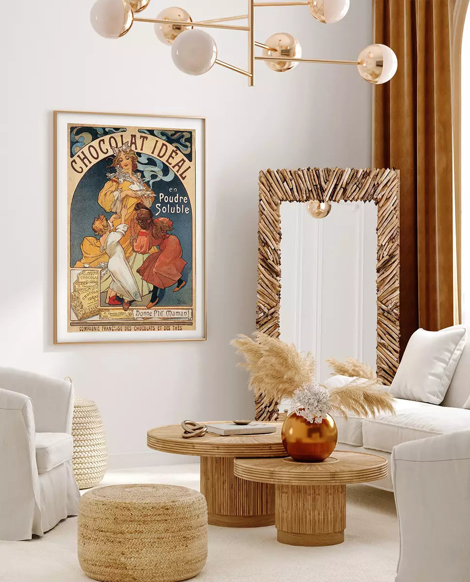 Alphonse Mucha Poster, Art Nouveau, Vintage Advertisement, Vintage Chocolate Company, French Lithography 19th century, Vintage wall art, Large size poster