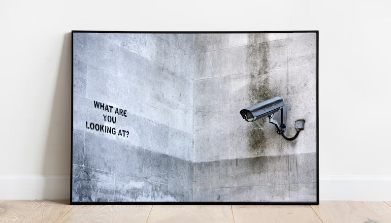 Banksy 'What Are You Looking At?' Poster: Society Art, Pop-Art Culture, Thought-Provoking Urban Statement, Contemporary Wall Decor Wall art, Vintage Poste, poster, housewarming gift, Gifts for sister, Gifts for mom, Gifts for girls, Gifts for friends, Gifts, Colorful Print, Banksy Print, Graffiti Art Print