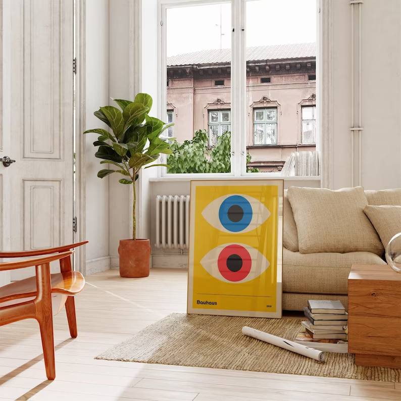 wall art gallery, housewarming gift, Bauhaus poster, Bauhaus print, bauhaus exhibition, geometric art, Minimalist decoration, Image of the bauhaus, bauhaus bestseller, Bauhaus decoration, Gift for designer, yellow sign, baby gifts, Gifts for wife, Gifts for sister, Gifts for mom, Gifts for husband, Gifts for girls