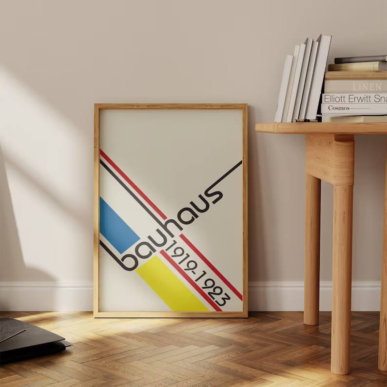 wall art gallery, housewarming gift, Bauhaus poster, Bauhaus print, bauhaus exhibition, geometric art, Minimalist decoration, Bauhaus decoration, Gift for designer, vintage poster, Bauhaus lines, orange blue yellow, baby gifts, Gifts for wife, Gifts for sister, Gifts for mom, Gifts for husband, Gifts for girls