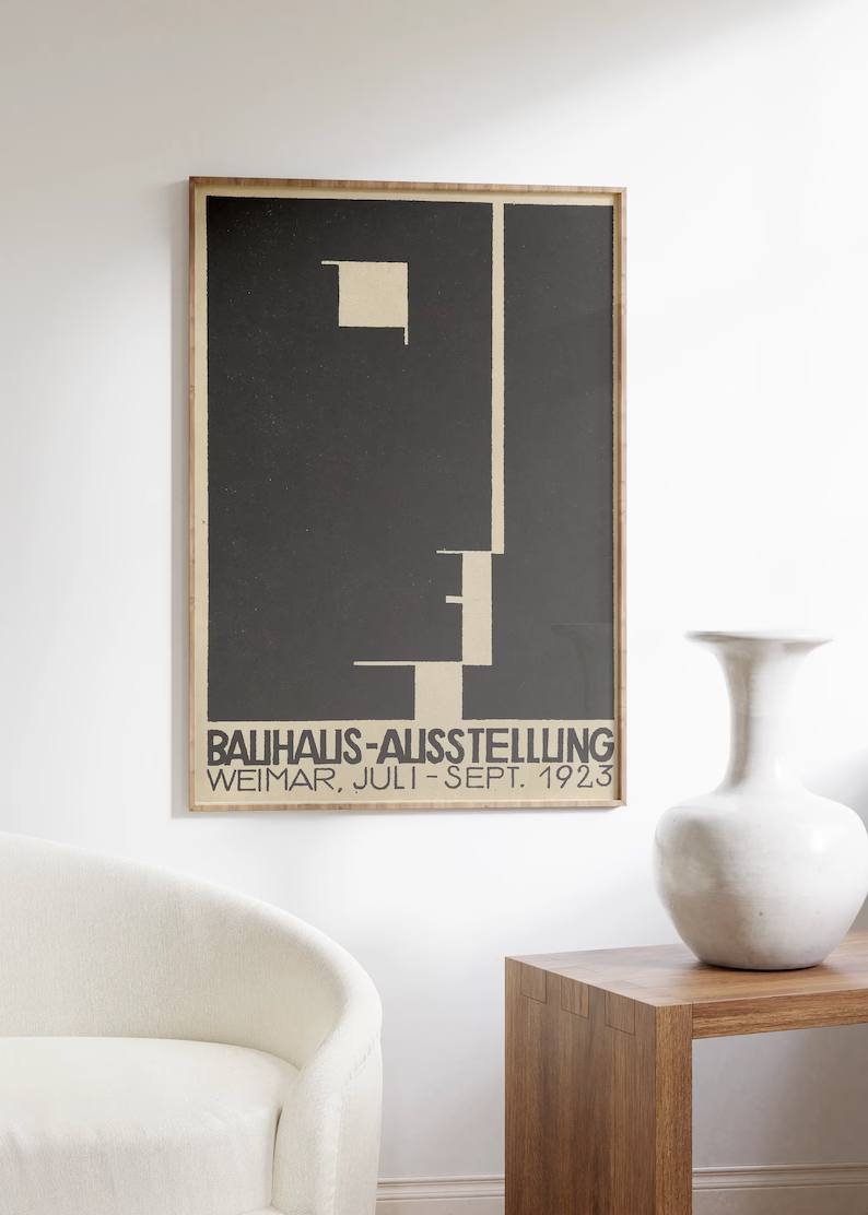 wall art gallery, housewarming gift, Bauhaus poster, vintage exhibition, Bauhaus print, Bauhausbeige black, bohemian decoration, bauhaus exhibition, geometric art, Minimalist decoration, baby gifts, Gifts for wife, Gifts for sister, Gifts for mom, Gifts for husband, Gifts for girls