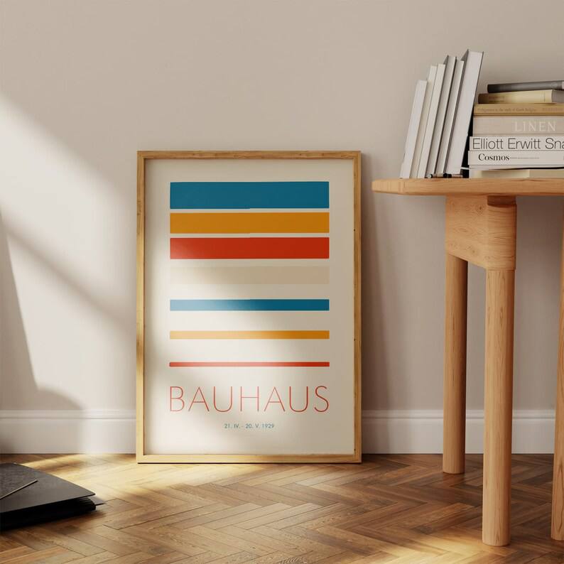 wall art gallery, housewarming gift, Bauhaus poster, Bauhaus print, bauhaus exhibition, geometric art, Minimalist decoration, Bauhaus decoration, Gift for designer, vintage poster, Bauhaus lines, orange blue yellow, baby gifts, Gifts for wife, Gifts for sister, Gifts for mom, Gifts for husband, Gifts for girls