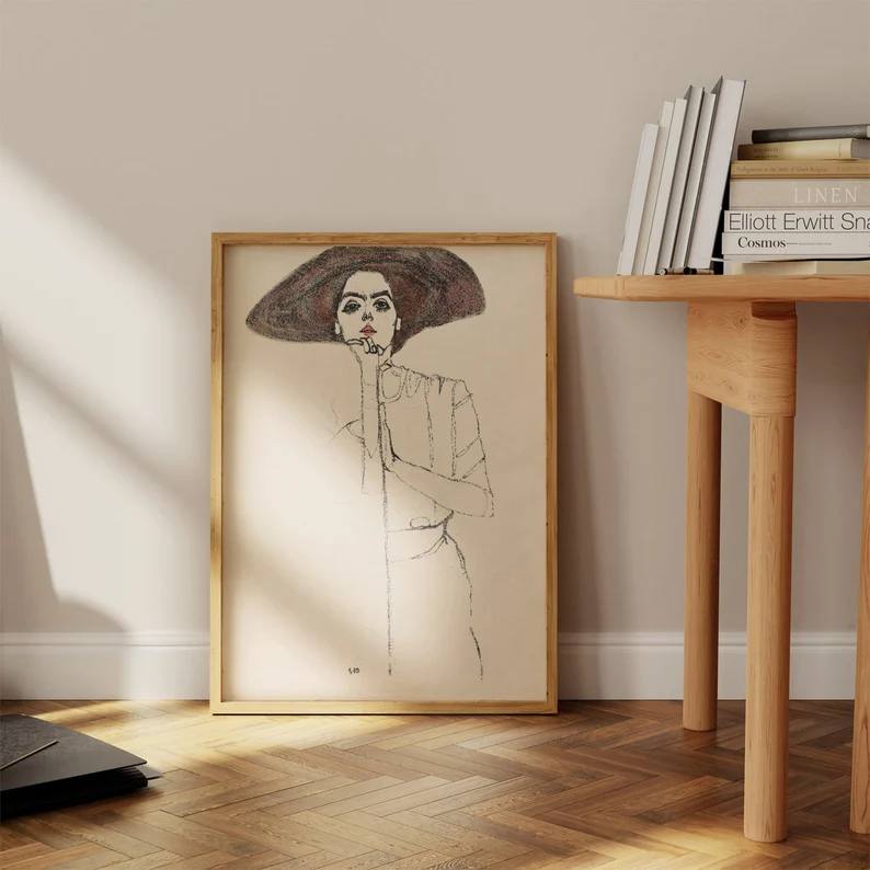 vintage poster, Minimalist decoration, beige poster, gallery wall, famous art, egon schiele art, egon schiele poster, Egon schiele woman, rare egon schiele, baby gifts, Gifts for wife, Gifts for sister, Gifts for mom, Gifts for husband, Gifts for girls, Gifts for children