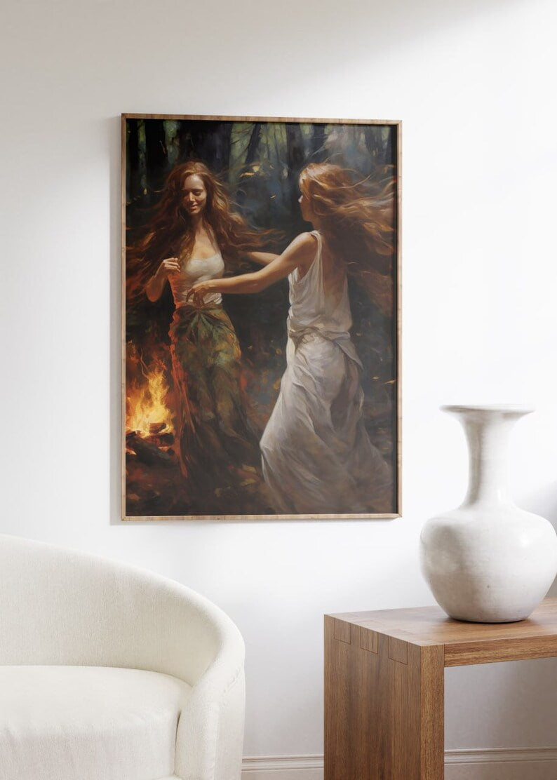 Wall art, Vintage Poste, poster, housewarming gift, Gifts for sister, Gifts for mom, Gifts for girls, Gifts for friends,art, Halloween Poster, Witches Circle, Pagan Decor, Witch Poster, Wiccan Art