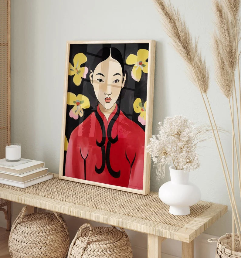 Wall art, print, Poster, Housewarming, Home decor, Girl, Art print, art, Aesthetic, Gifts, Vintage, Interracial Poster, Women Power, Colorful Print, Feminism Art, Ethnic Woman