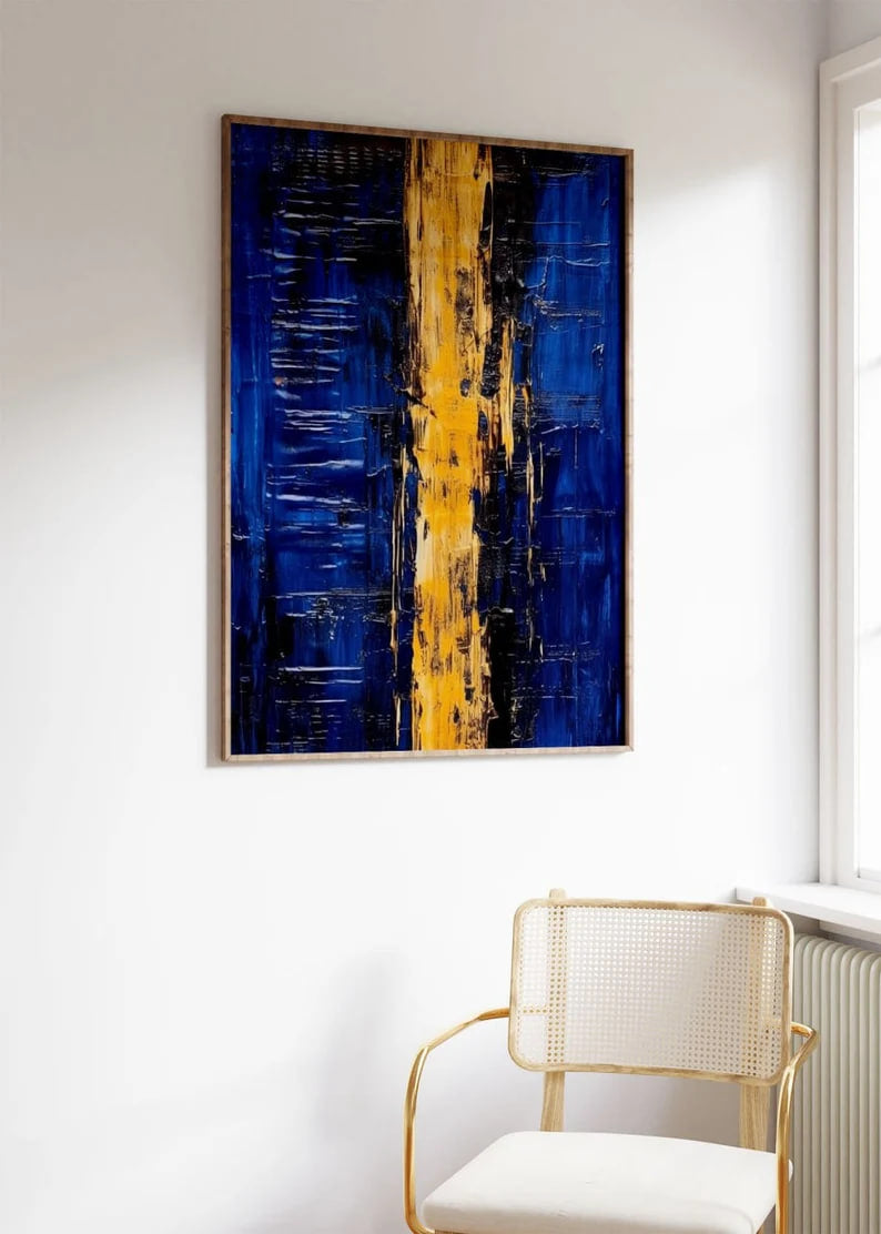 Expressive Abstract Poster, Contemporary Wall Art, Unique Home Decor, Blue Color Palette, Gallery Home Decor, Quality Print, Modern Painting