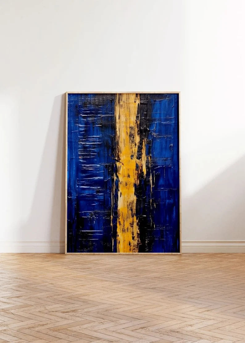 Expressive Abstract Poster, Contemporary Wall Art, Unique Home Decor, Blue Color Palette, Gallery Home Decor, Quality Print, Modern Painting