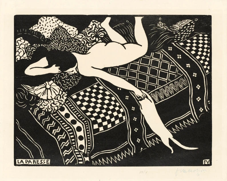 Felix Vallotton - La Paresse (Laziness) 1896 Print Poster Wall art, Home Decor, Vintage Poste, Poster, Vintage, housewarming gift, Gifts for sister, Gifts for mom, Gifts for friends,Gifts, Art, Painting