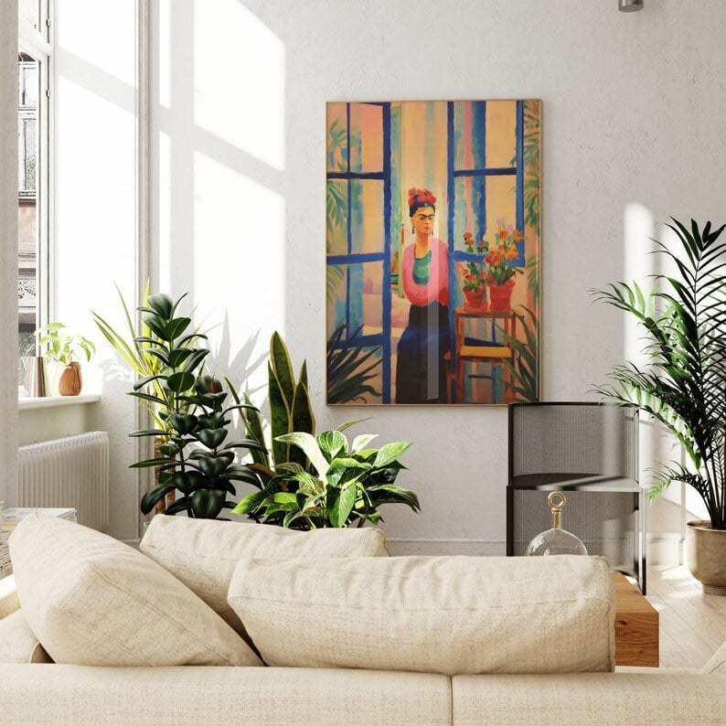 Frida Poster, Matisse Style Art, Frida in Famous Painting, Frida Wall Art, Elegant Wall Decor, Frida Kahlo Print, HIGH QUALITY , Large size