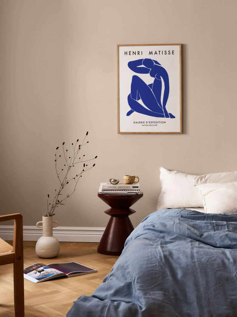 Henri Matisse Poster, Woman in Blue Print, Artistic Female Figure Artwork, Blue Wall Decor, Vintage Henri Matisse Gaallery Wall Art, Matisse