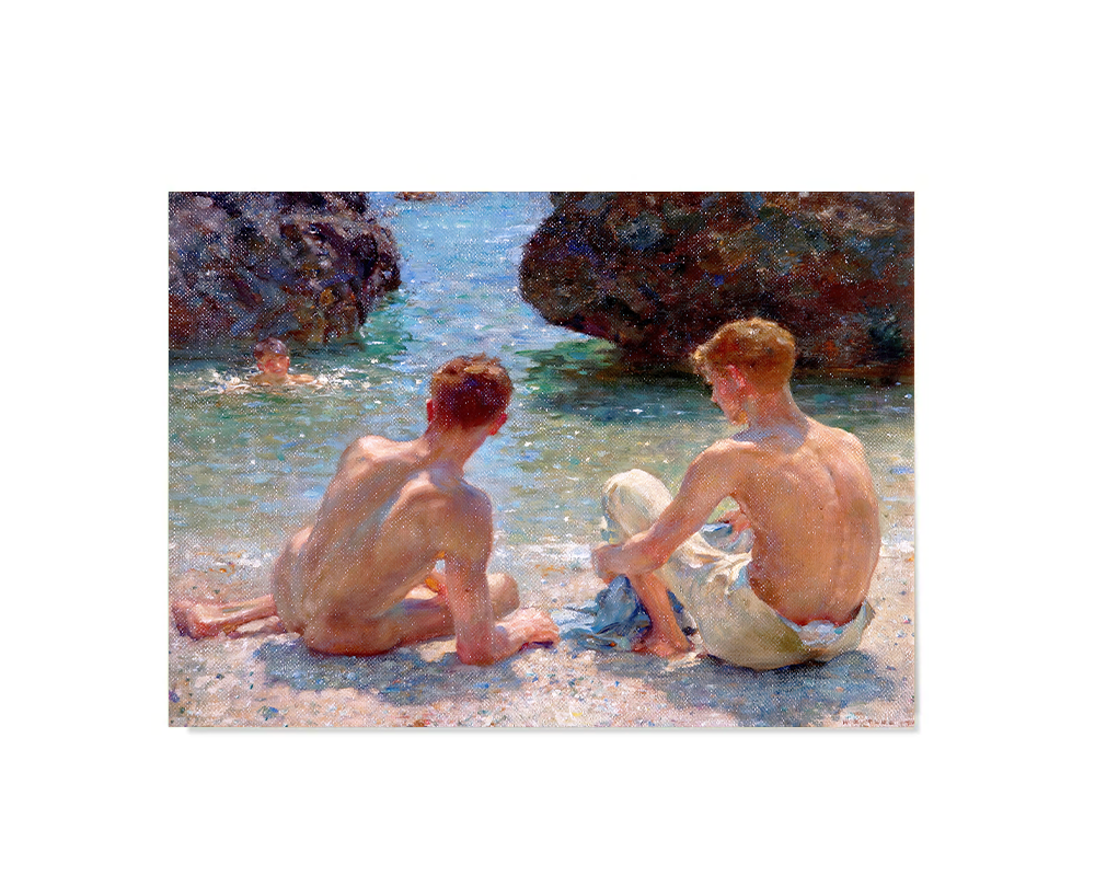 Henry Scott Tuke Oil Painting Reproduction, Tuke poster, the critics by henry scott tuke print, coastal decor, sea painting, gay art, famous art