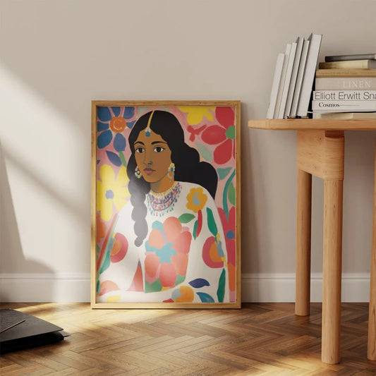 Indian Poster, Feminist Art, Cultural Diversity Poster, Modern Wall Art, Colorful painting, Ethnic Painting, Large poster, Female Portrait