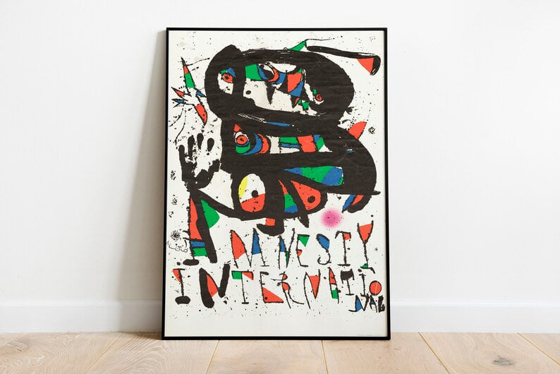 Joan Miro Poster, Amnesty International, Barcelona Artist Print, Surrealist Art Print, Activist Wall Art, Modern Artwork, Abstract Painting Wall art, Vintage Poste, poster, housewarming gift, Gifts for sister, Gifts for mom, Gifts for girls, Gifts for friends, Gifts, Joan Miro