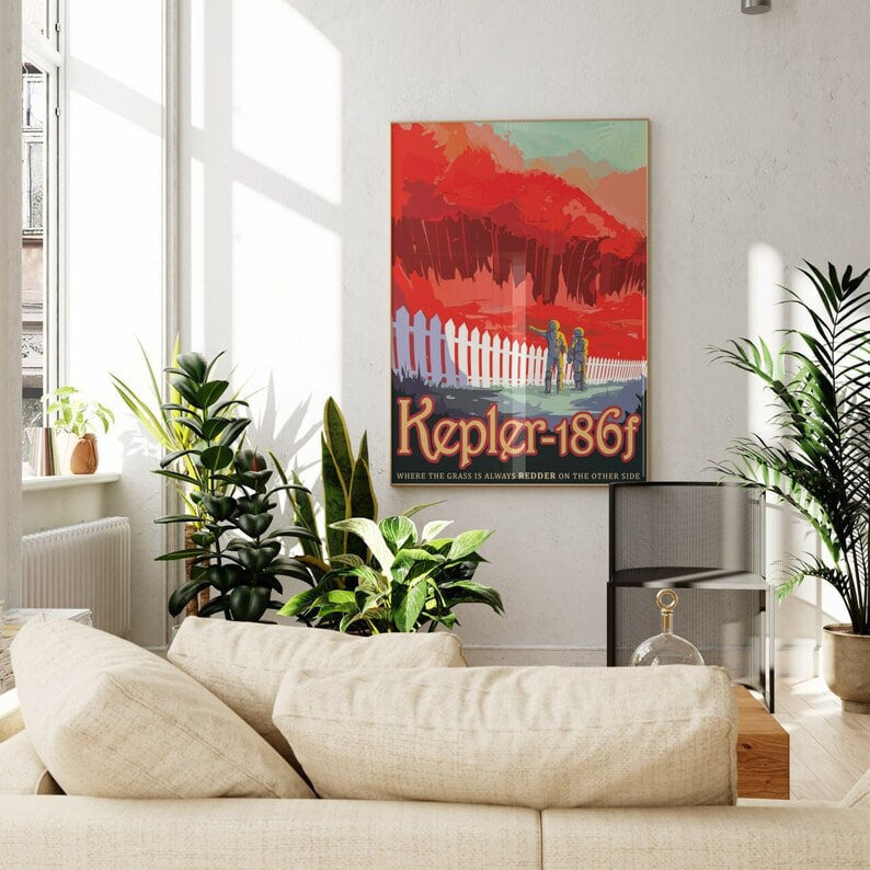 Kepler-186f Exploration Poster: Red Planet Art, NASA Wall Art, Exoplanet Astronomy Print, Space Travel Decor, NASA Artwork,