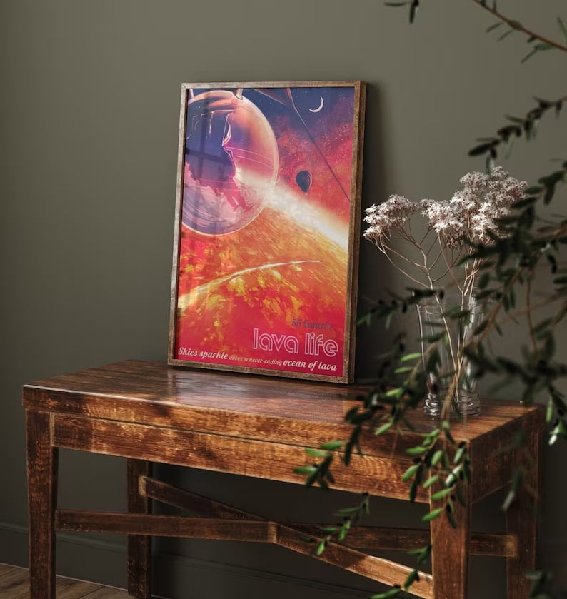 Lava Life on Janssen: NASA Exoplanet Poster, Scientific Art, Vibrant Color poster, Space Tourism Art, Astronomical Print, Celestial Wall Art