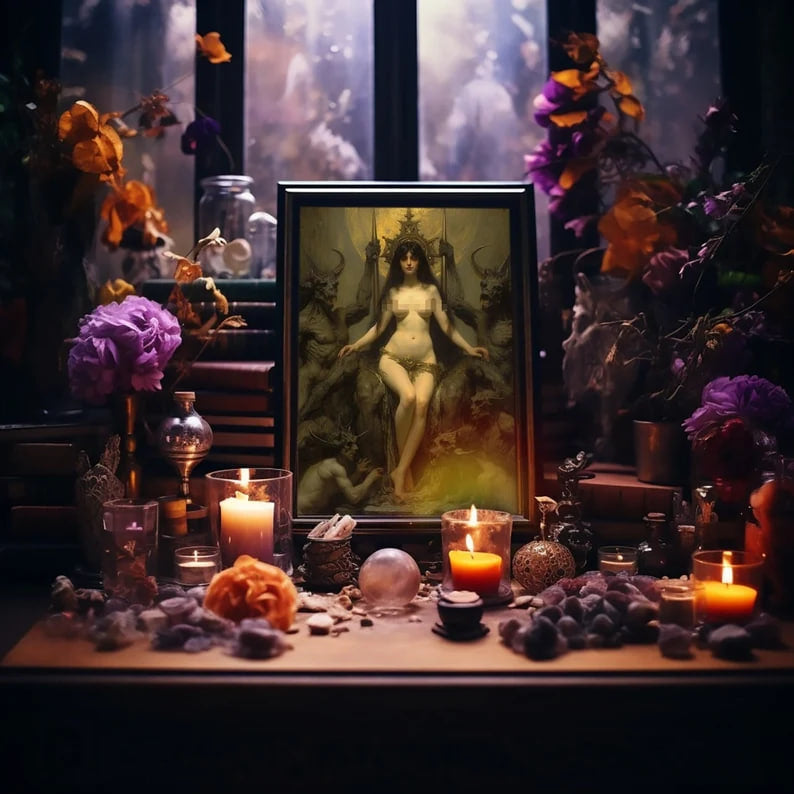 Lilith's Aura Poster, Infernal Goddess Artwork, Witchy Decor, Mystical Wall Art, Dark Collection |HIGH QUALITY POSTER| Vintage style decor
