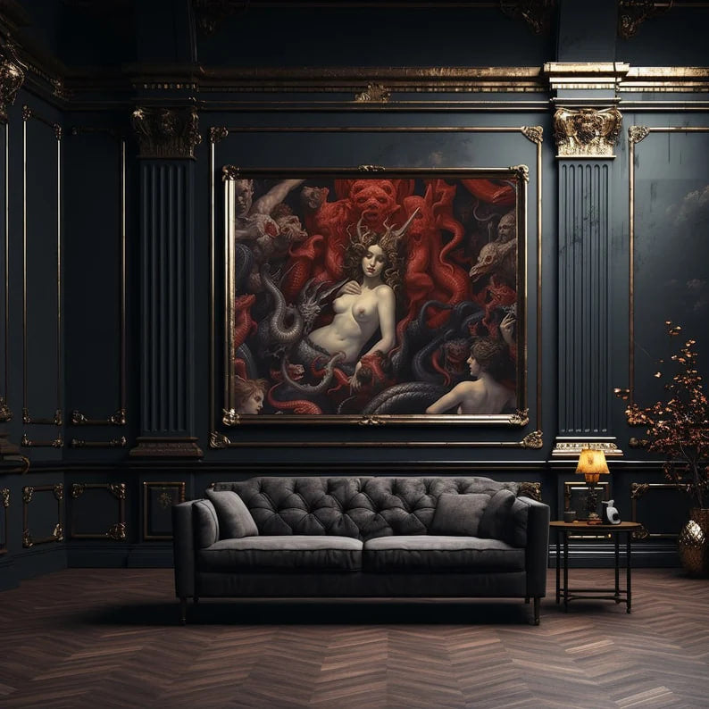 Lilith's Magic Poster, Infernal Goddess Artwork, Witchy Decor, Mystical Wall Print, Gothic Home decor, Vintage Art |HIGH QUALITY POSTER|