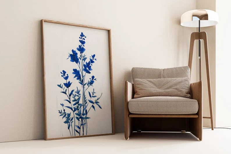 Wall art, print, Poster, Housewarming, Home decor, Girl, Art print, art, Aesthetic, Gifts, Vintage, Vintage Poster, Vintage Wall Art, Flower Art, Gifts, Blue, Blue Wall Art