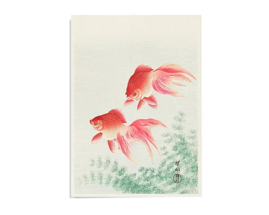 Ohara Koson Poster | "Two veil goldfish" | 1926 | Ukiyo-e Poster | Antique Japanese Art | HIGH QUALITY | Japanese Print | Japandi Wall Art