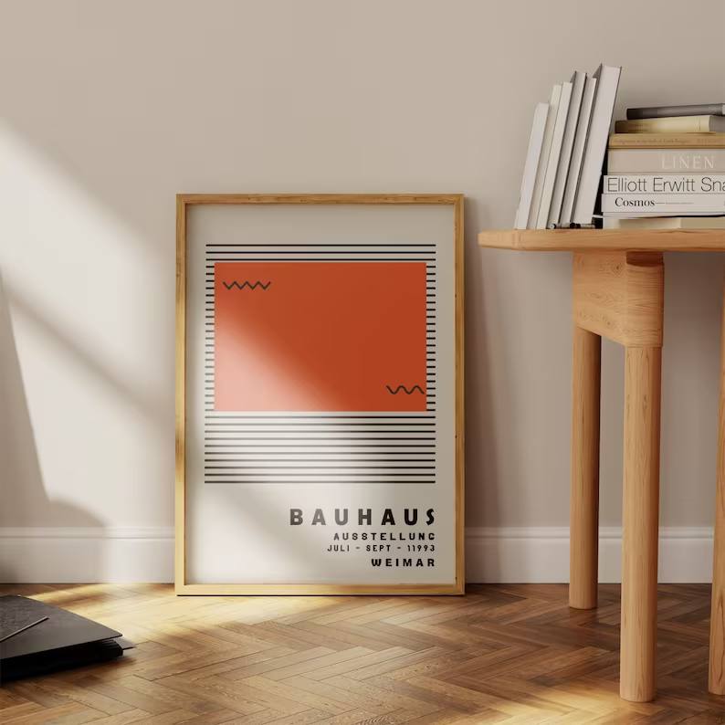 wall art gallery, housewarming gift, Bauhaus poster, Bauhaus print, bauhaus exhibition, geometric art, Minimalist decoration, Image of the bauhaus, Bauhaus decoration, Gift for designer, Orange Bauhaus, Modern gallery wall, baby gifts, Gifts for wife, Gifts for sister, Gifts for mom, Gifts for husband, Gifts for girls