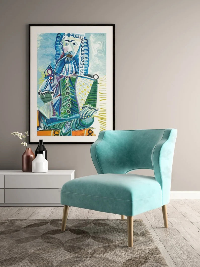 Picasso Blue Poster, Mosquetero con Pipa II, Cubist Musketeer Art, Modern Wall Decor, Abstract Wall Art, Spanish Artist, Vintage Poster Wall art, Vintage Poste, poster, housewarming gift, Gifts for sister, Gifts for mom, Gifts for girls, Gifts for friends, Gifts, Picasso Poster, Picasso Line Art, Picasso, Pablo Picasso Print