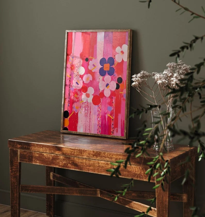 Wall art, Vintage Poste, poster, housewarming gift, Gifts for sister, Gifts for mom, Gifts for girls, Gifts for friends, Gifts, Flowers, Pink Flowers