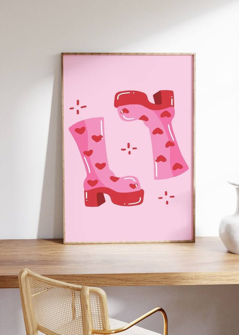 Trend wall decoration, Fashion wall art, aesthetic posters, Fashion room decoration, Aesthetic wall art, Teen room decoration, Very good taste print, Feminine wall decoration, Pink print, Pink decoration, love boots, baby gifts, Gifts for wife, Gifts for sister, Gifts for mom, Gifts for husband, Gifts for girls, Gifts for children, Gifts for girlfriend, Gifts for boyfriend, Christmas presents, anniversary gifts, Birthday gift, Gifts for friends ,Gifts for new house, Gifts for her