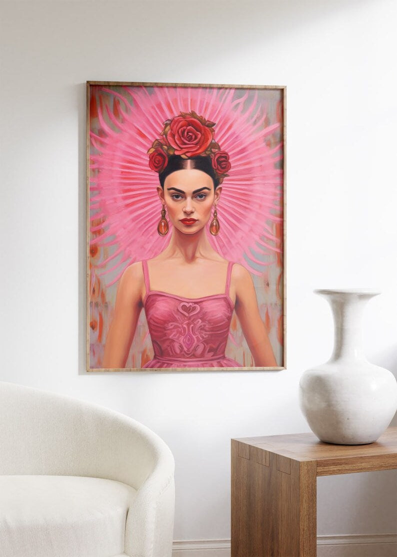 Vintage Poster Frida, poster, Mexican Artist, housewarming gift, Gifts for sister, Gifts for mom, Gifts for girls, Gifts for friends, Gifts,Frida Print, Frida Portrait, Frida Kahlo