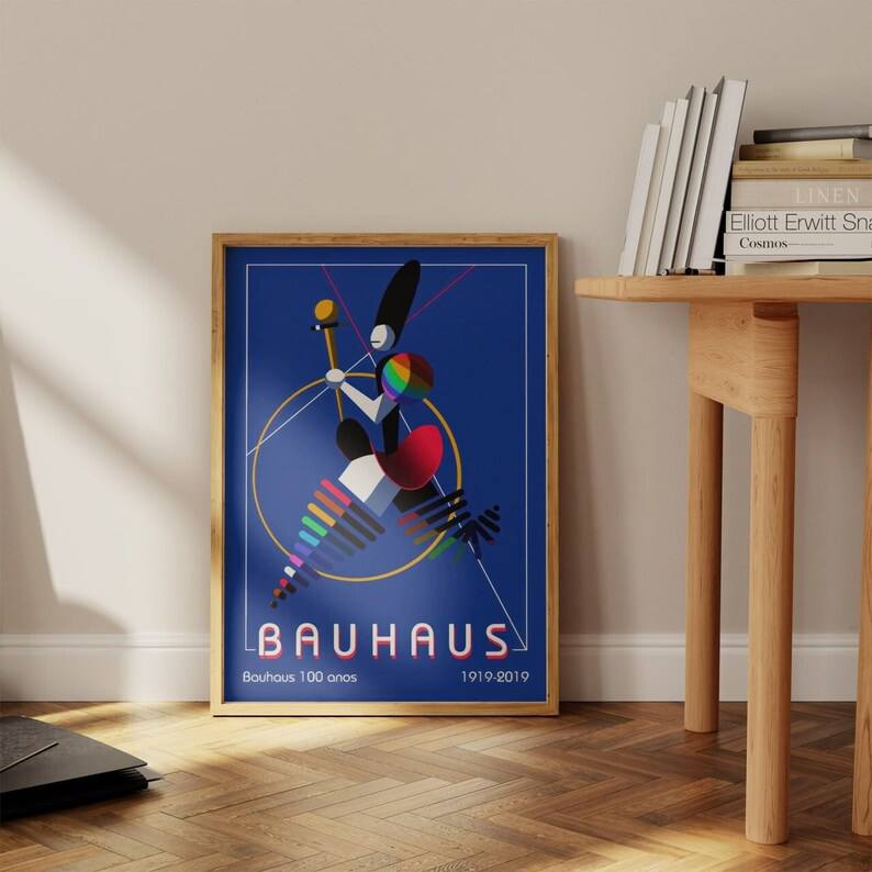 wall art gallery, housewarming gift, Bauhaus poster, vintage exhibition, Bauhaus print, bauhaus exhibition, Image of the bauhaus, Museum poster, Bauhaus decoration, blue bauhaus, rare poster, baby gifts, Gifts for wife, Gifts for sister, Gifts for mom, Gifts for husband, Gifts for girls