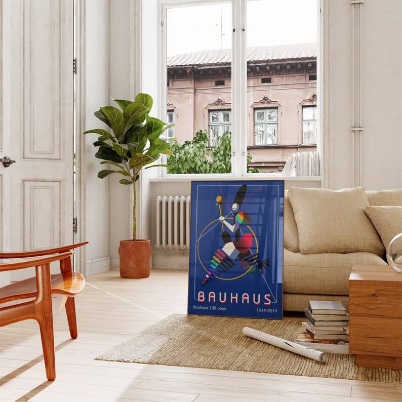 wall art gallery, housewarming gift, Bauhaus poster, vintage exhibition, Bauhaus print, bauhaus exhibition, Image of the bauhaus, Museum poster, Bauhaus decoration, blue bauhaus, rare poster, baby gifts, Gifts for wife, Gifts for sister, Gifts for mom, Gifts for husband, Gifts for girls
