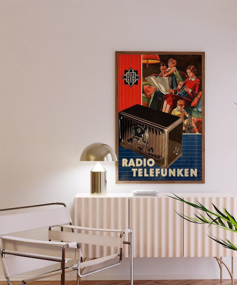 Retro Radio Poster, Vintage Art Print, Classic Electronic Wall Art, Vintage Office Decor, Mid-Century Technology Art, Home Office Gift Decor