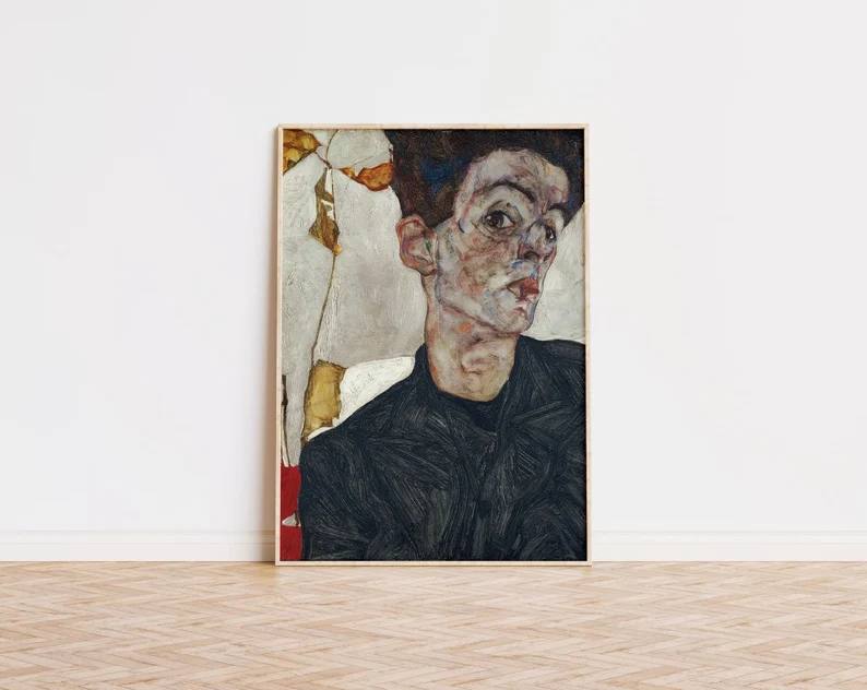vintage poster, gallery wall, famous art, egon schiele art, egon schiele poster, rare egon schiele, Famous artist, portrait of schiele, beige brown, baby gifts, Gifts for wife, Gifts for sister, Gifts for mom, Gifts for husband, Gifts for girls, Gifts for children, Gifts for girlfriend