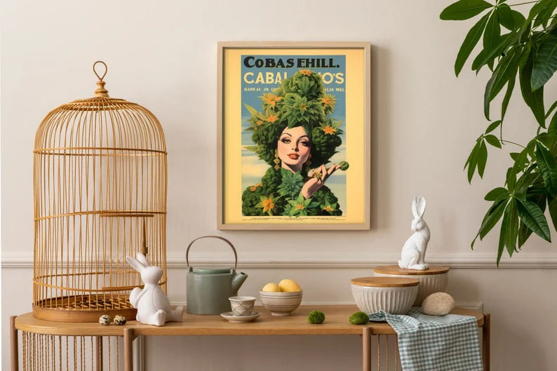 HIGH QUALITY PRINT - Vintage Advertisement Poster, Marijuana Poster, Weed vintage poster, Retro Cannabis Painting, Marihuana Wall Decor, Cannabis Collectible Art. Weed Poster, weed, wall art, vintage poster, vintage drugs, stars wars, Retro Girl Print, Retro Cannabis, Princess Leia, marijuana, marihuana, home decor, Gifts, Cannabis Print, cannabis, art print, 420