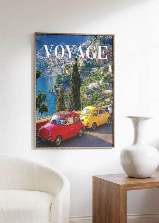 Vintage Car Poster, Vintage VOYAGE Cover, Landscape Wall Art, Retro Travel Poster, Nostalgic Artwork, Classic Automobile Print, Antique Car Wall art, Vintage Poste, poster, housewarming gift, Gifts for sister, Gifts for mom, Gifts for girls, Gifts for friends, Gifts