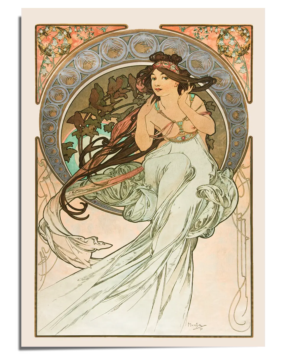 Alphonse Mucha Poster - Art Nouveau Woman with Flowing Hair