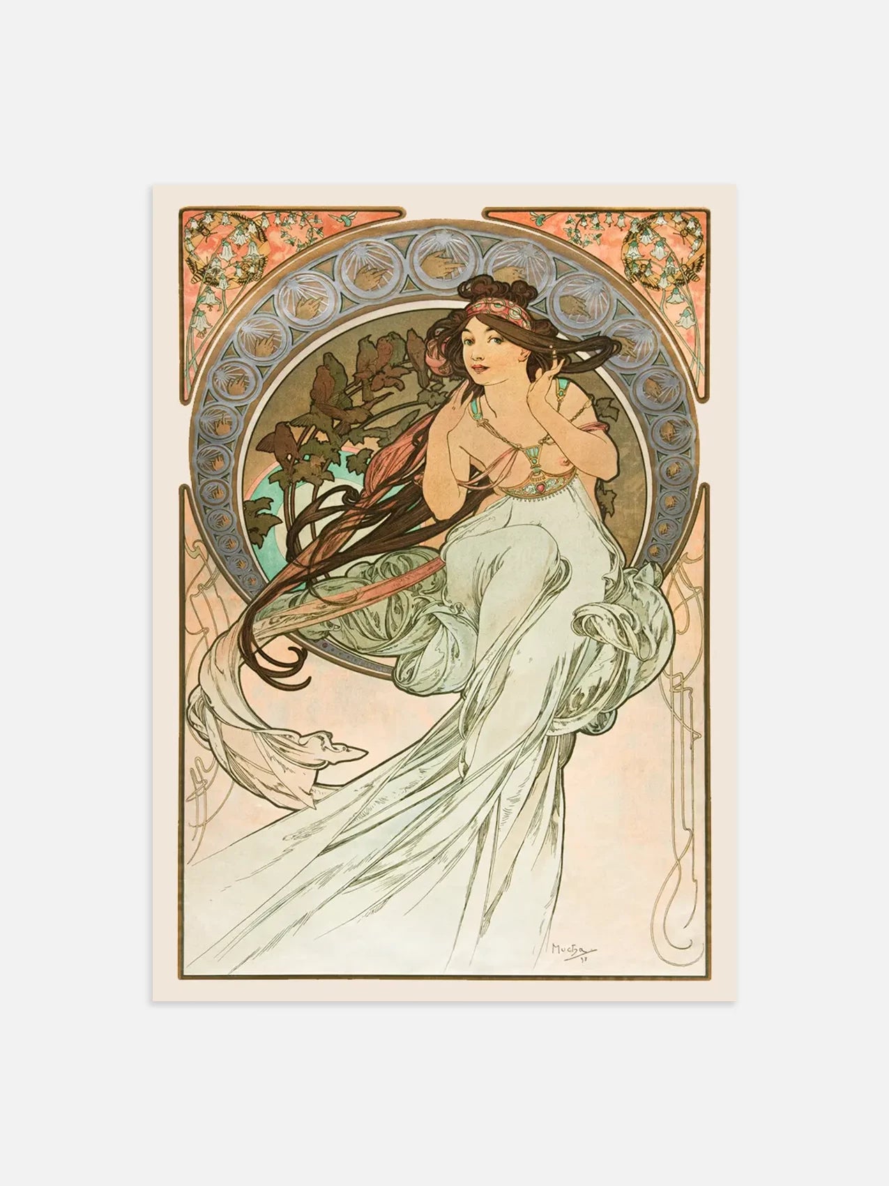 Alphonse Mucha Poster - Art Nouveau Woman with Flowing Hair