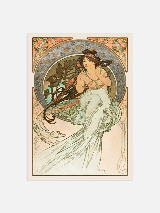 Alphonse Mucha Poster - Art Nouveau Woman with Flowing Hair
