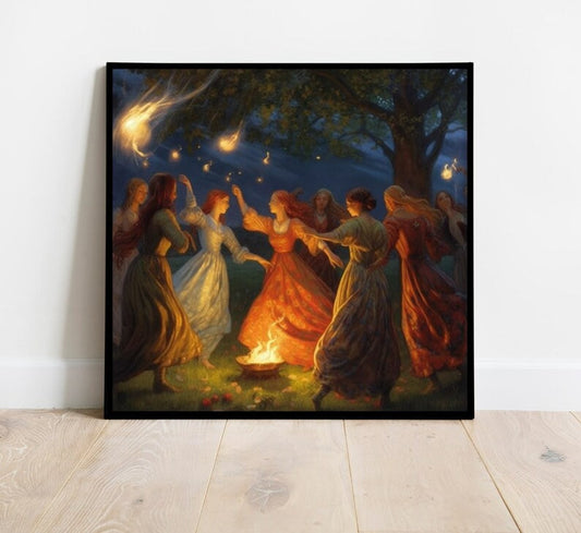 Wall art, Vintage Poste, poster, housewarming gift, Gifts for sister, Gifts for mom, Gifts for girls, Gifts for friends,art, Halloween Poster, Witches Circle, Pagan Decor, Witch Poster, Wiccan Art