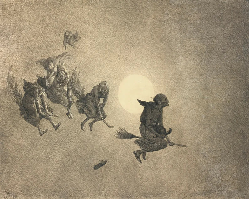William Holbrook Beard The Witch's Ride 1870 Print Poster Wall art, Home Decor, Vintage Poste, Poster, Vintage, housewarming gift, Gifts for sister, Gifts for mom, Gifts for friends,Gifts, Art