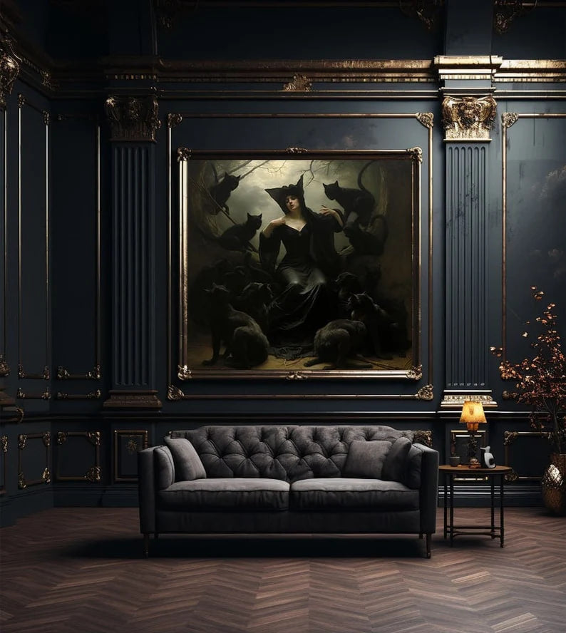 Witch Sabbath Print, Lilith Poster, Black Cat poster, Demons paint |HIGH QUALITY POSTER| Dark Occult Art, Gothic Decor, Mystical Wall Print