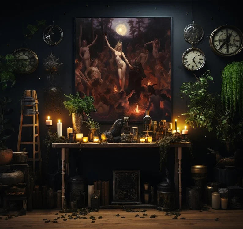 Witch Sabbath Print, Lilith Poster, Red hell Art, Coven painting |HIGH QUALITY POSTER| Dark Occult Art, Gothic Decor, Mystical Wall Print