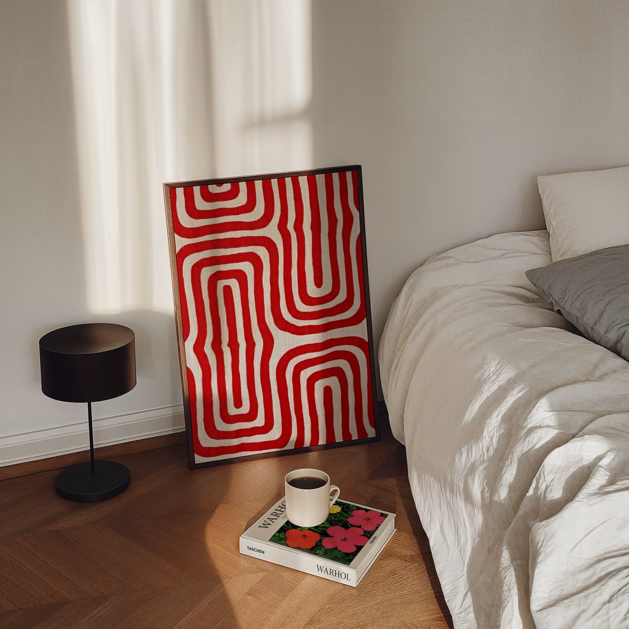 Red Geometric Abstract Art Print | Modern Minimalist Wall Decor