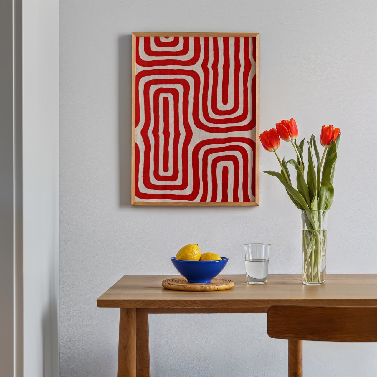 Red Geometric Abstract Art Print | Modern Minimalist Wall Decor