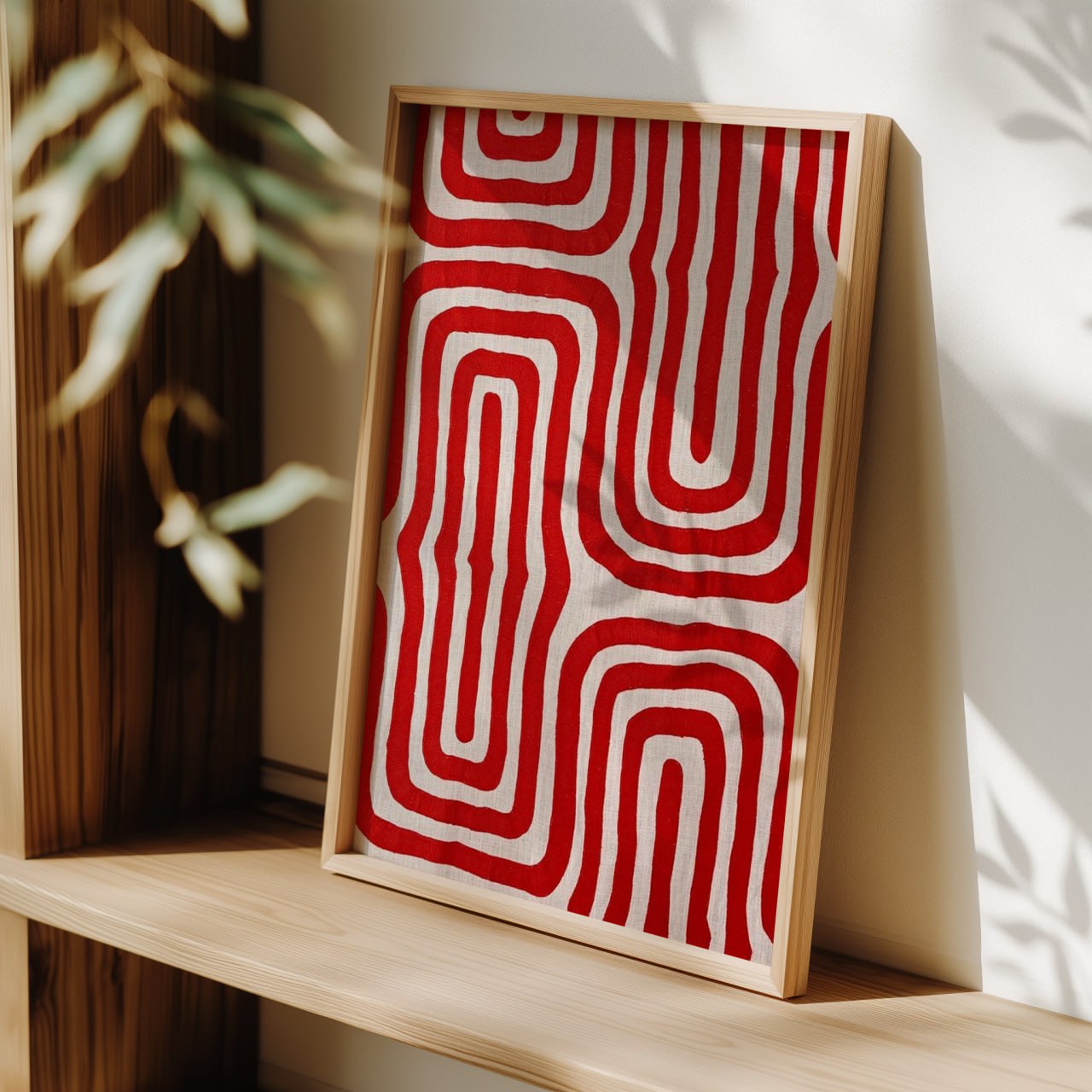 Red Geometric Abstract Art Print | Modern Minimalist Wall Decor