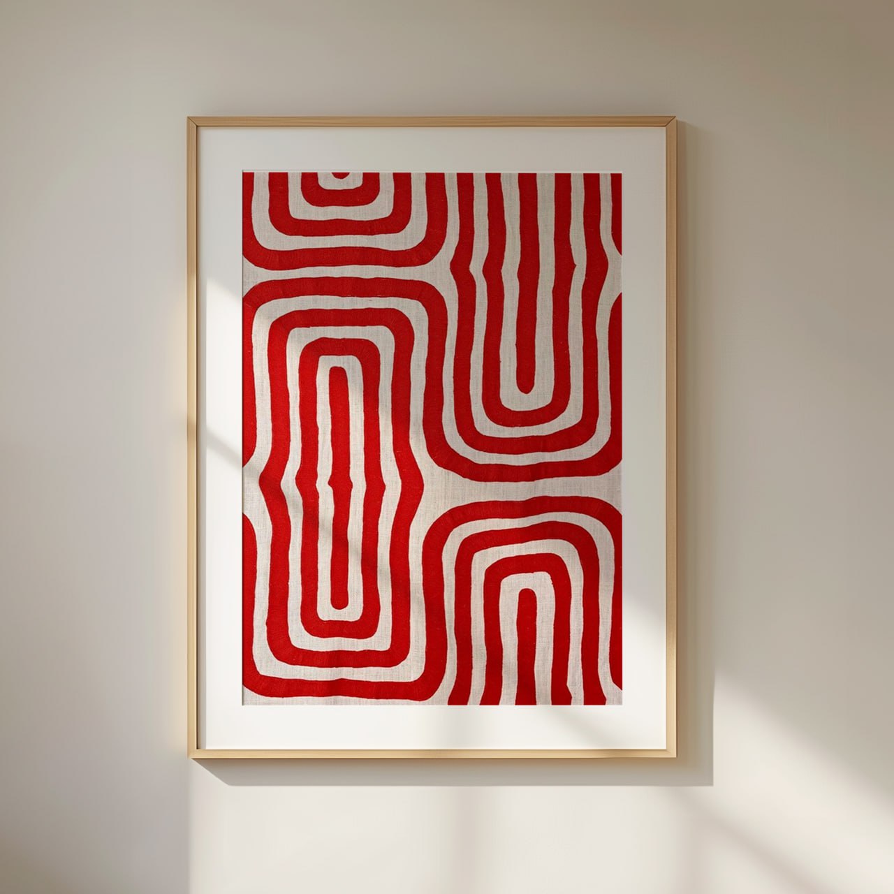 Red Geometric Abstract Art Print | Modern Minimalist Wall Decor